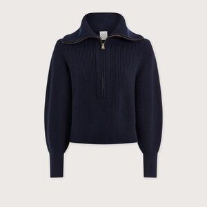 Varley Maura Half Zip Ribbed Knit Navy Women’s Sweater XS